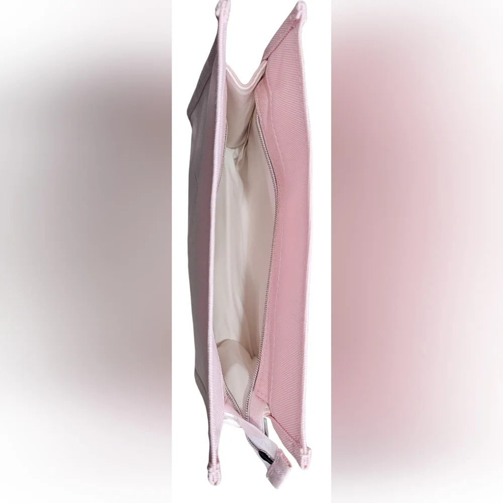 Christian Dior Light Pink Canvas Pouch W/ Zipper Closure And Sample Parfum. NEW